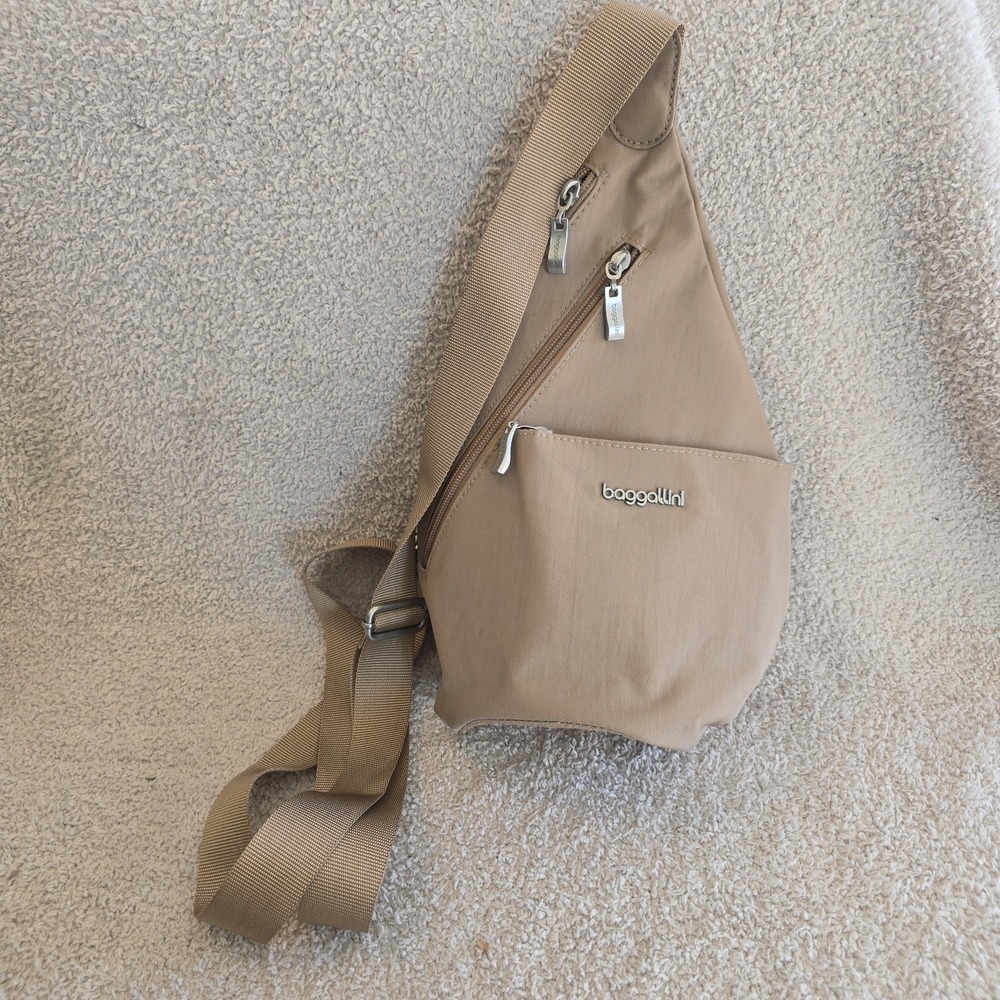 Baggallini Mini Sling Crossbody Bag Color Is Beach (Tan) Outdoor Hiking Travel - Picture 12 of 12